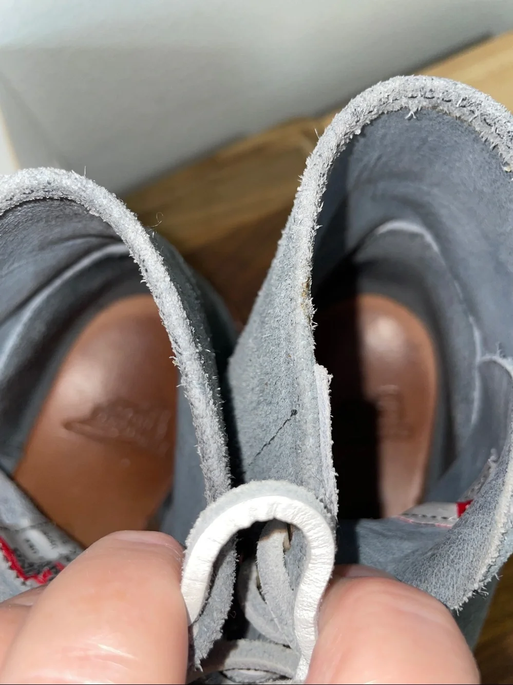 Red Wing Gray Suede Steel Toe Lace Up Chukka Boots M6.5D W8-8.5 Workwear Shoe
